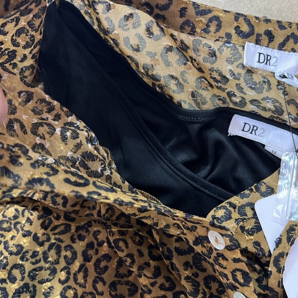 NWT DR2 Plus size 1X Long Sleeves Blouse animal print Hi Low New - Picture 4 of 12